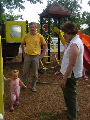 6th stop was visiting Great Grandma Mimi. Grandma Linda and Grandpa Calvin met up with us here. We parked the RV at a KOA and here we are playing in their park.